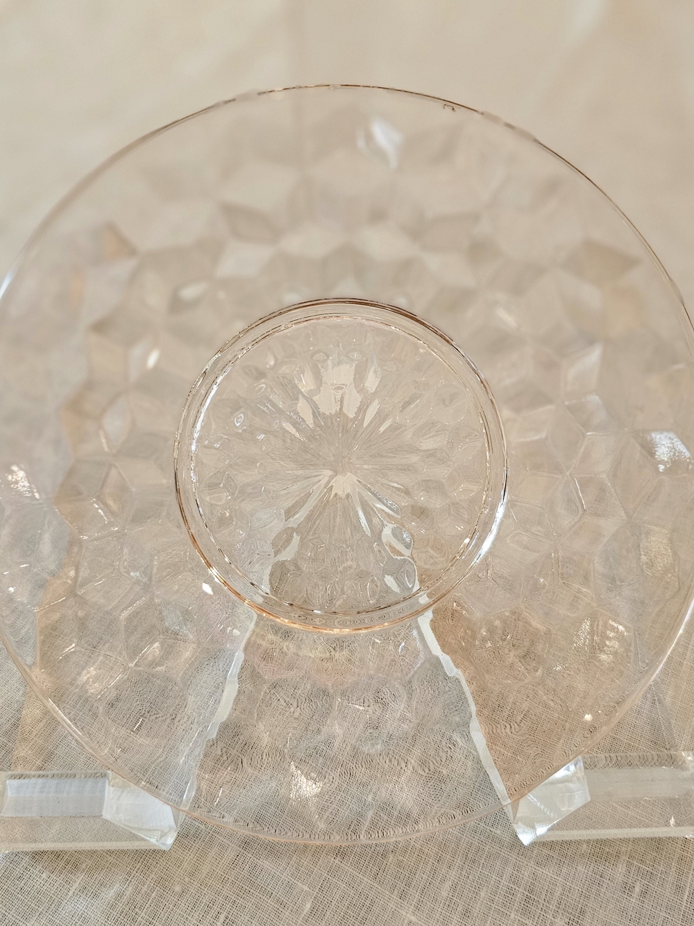 Vintage Jeannette Cube Cubist Pink Depression Glass Bread Dessert Plate 6"